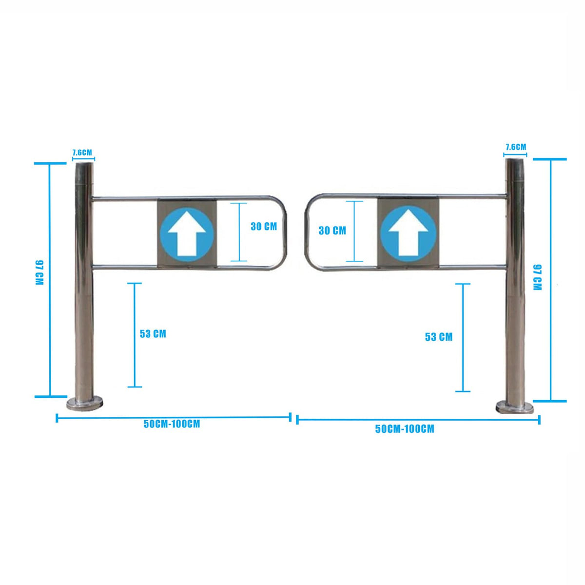 Swing Safety Gate,Automatic Rebound Swing Gate for Supermarket Entrance - Self-Closing One-Way Pedestrian Safety Door, Durable Access Control for Warehouse/Library (Silver, 80x97 cm)
