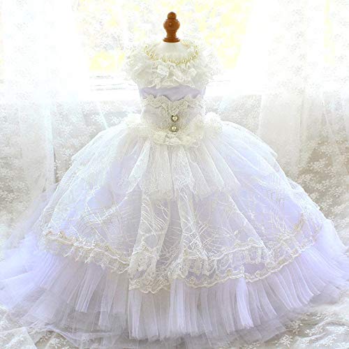 Princess Pet Dog Wedding Dress Cats Dress Puppy Skirt Clothes Pet Tutu Skirt Bride Costume Supplies (Size : Large) (Medium)