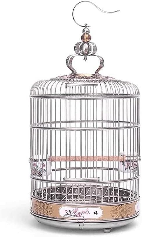 Wrought Iron Round Bird Cage for Home & Garden, Metal Birdcage (Plum, 45cm/17.7in) - Stylish Outdoor Decor, Perfect for Birds and Pets