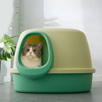 Large Space Fully Enclosed Cats Litter Box with Cushion Cats Toilet Splash Proof Toilet Training Pet Potty (Color : B) (C)