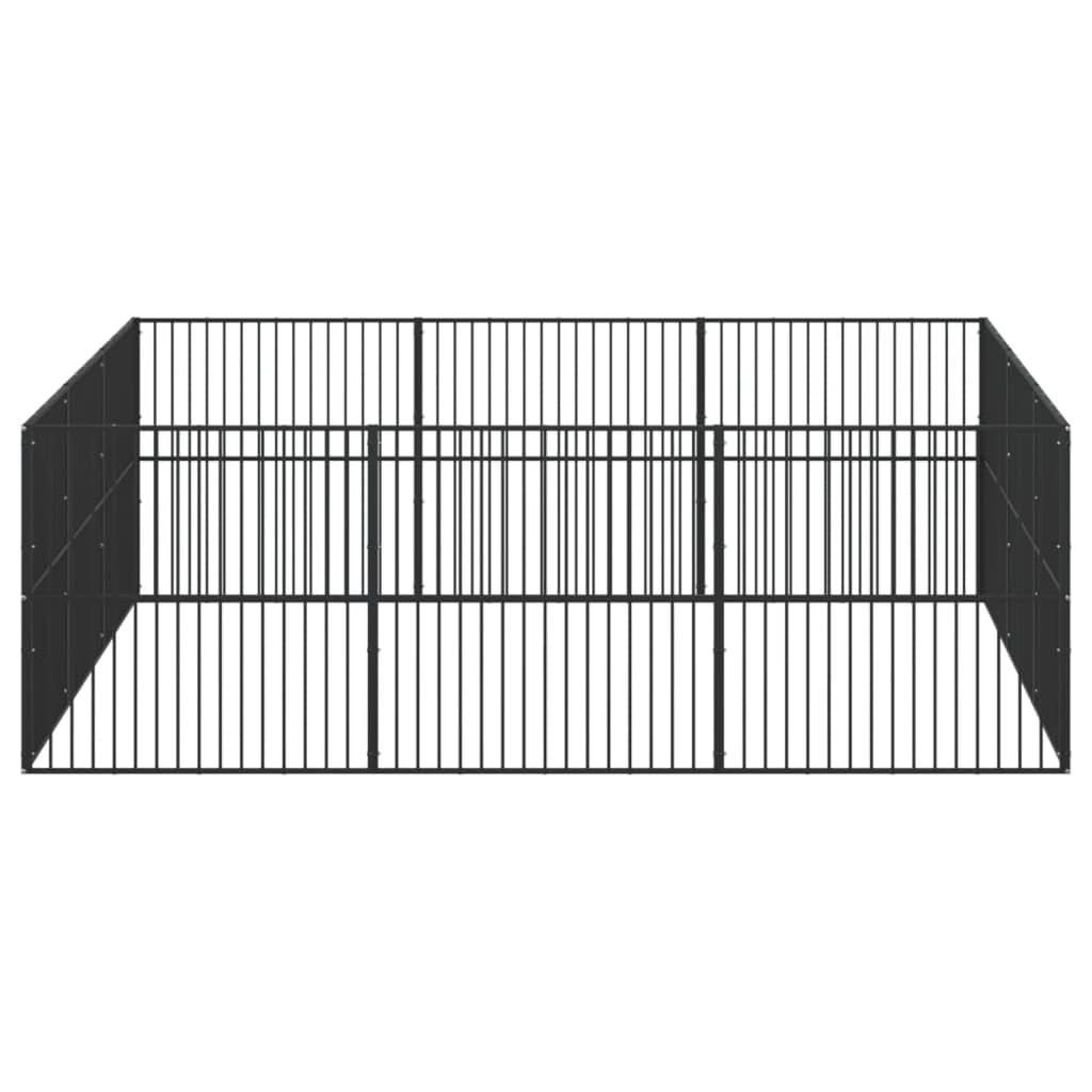 Heavy-Duty 12-Panel Dog Playpen, Galvanized Steel, Black - Outdoor Pet Exercise Enclosure, Portable & Durable for Large Dogs, Secure Yard Space