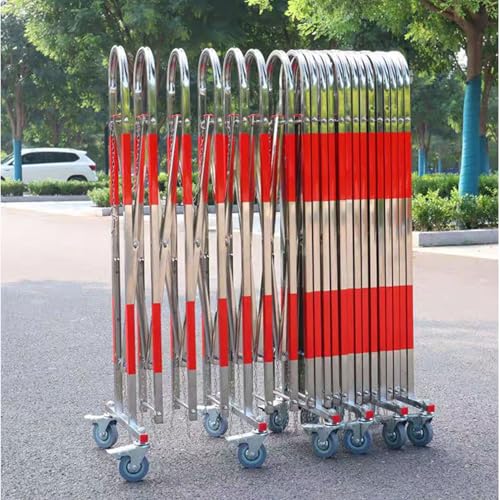 Adjustable Expandable Bcade Gate with Wheels - Mobile Retractable Traffic Fence & Stainless Steel Safety Barrier for Driveway, Crowd Control, Outdoor Events & Pet Safety