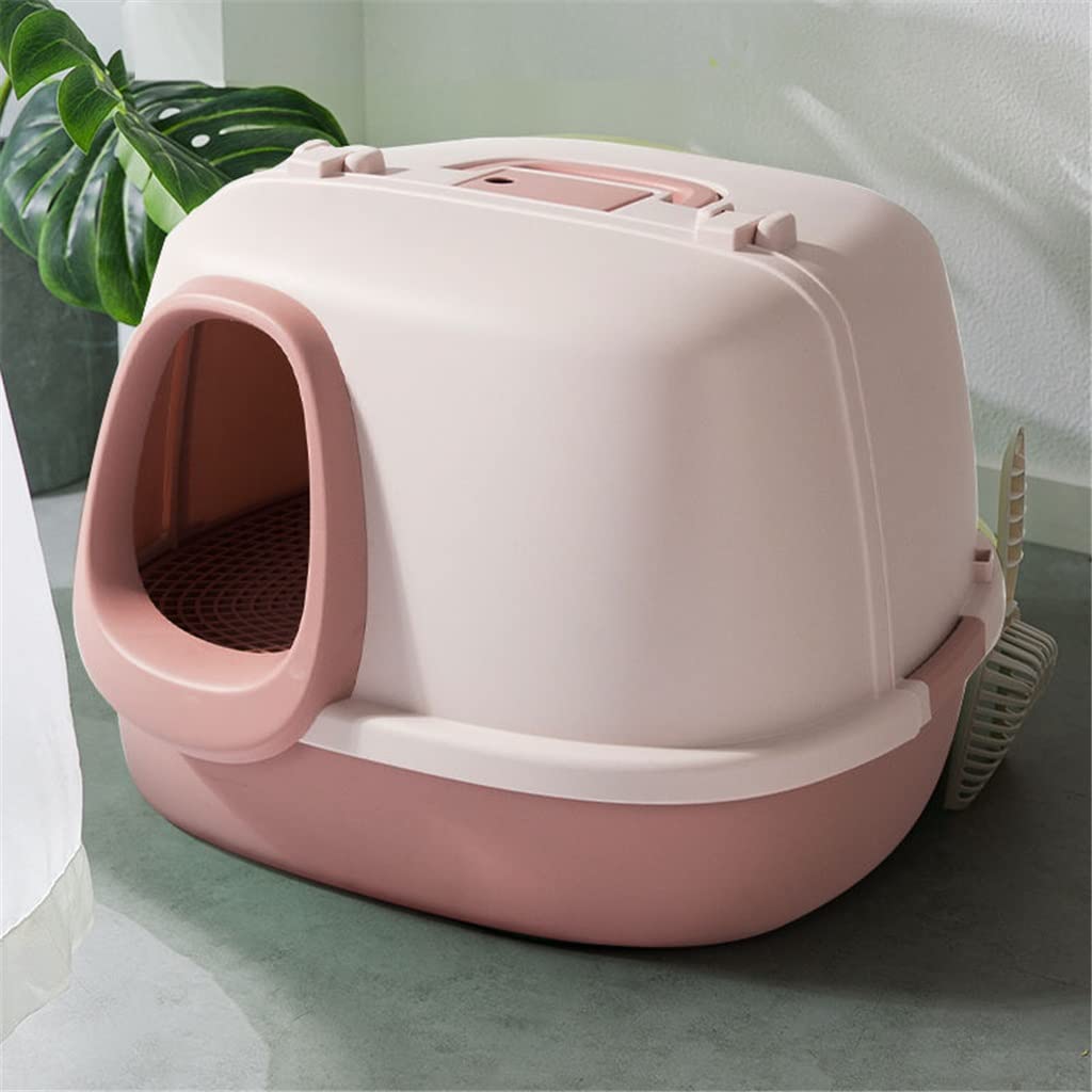 Large Space Fully Enclosed Cats Litter Box with Cushion Cats Toilet Splash Proof Toilet Training Pet Potty (Color : B) (B)
