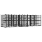 Large Outdoor Dog Kennel, 264.6" L x 75.6" W x 78.7" H Heavy Duty Powder-Coated Steel Dog Run with Lockable Latch, Spacious Metal Pet Playpen Enclosure for Backyards and Patios, Black
