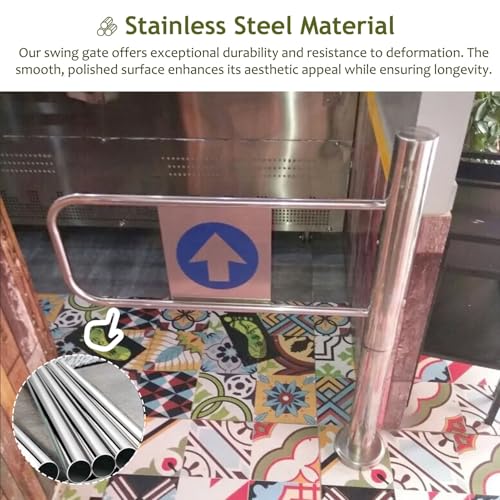 Universal Stainless Steel Safety Barrier - Rotating Gate for Supermarket Doors - Fits 90 x 100 cm Doors - Secure Access Control Solution