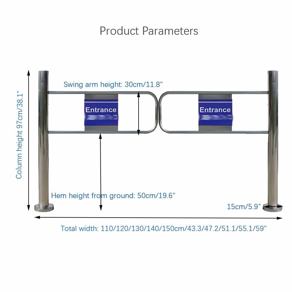 Stainless Steel Automatic Swing Gate - 97cm / 38" Self-Closing Barrier Door - 1-Way Supermarket Entrance Door for Libraries, Stores, Hallways, and Malls(130 cm)