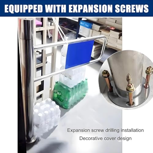 One-Way Traffic Door，Automatic Rebound Swing GateAutomatic Metal Safety Barrier - 60x100 cm Spring-Loaded Swing Gate for Supermarkets & Warehouses, Ideal for Pedestrian Access, Security, Cro