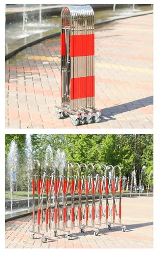 Mobile Expandable Traffic Barrier - Retractable Folding Security Gate, 2.5 to 20m, Industrial Stainless Steel, Portable with Wheels for Outdoor Safety Solutions