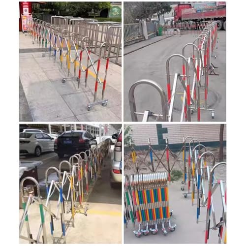 Telescopic Traffic Fence Folding Portable Scissor Gate,Folding Security Barrier Gate Expandable Metal Barricade Traffic Fence Safety Barricade with Casters 360° Rolling Barricade Gate for Dr