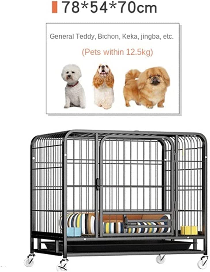 pet Crate Dog Crate, Pet Indoor Outdoor Dog Kennel, Heavy Duty Steel Dog Crate, Pet Cage with Feeding Wicket and Wheels, Dog House