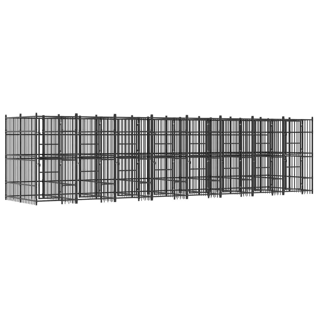 Large Outdoor Dog Kennel 302.4x75.6x78.7 Inch Metal Exercise Pen Heavy Duty Enclosure for Pets Secure Walk-in Run for Big Breeds Black
