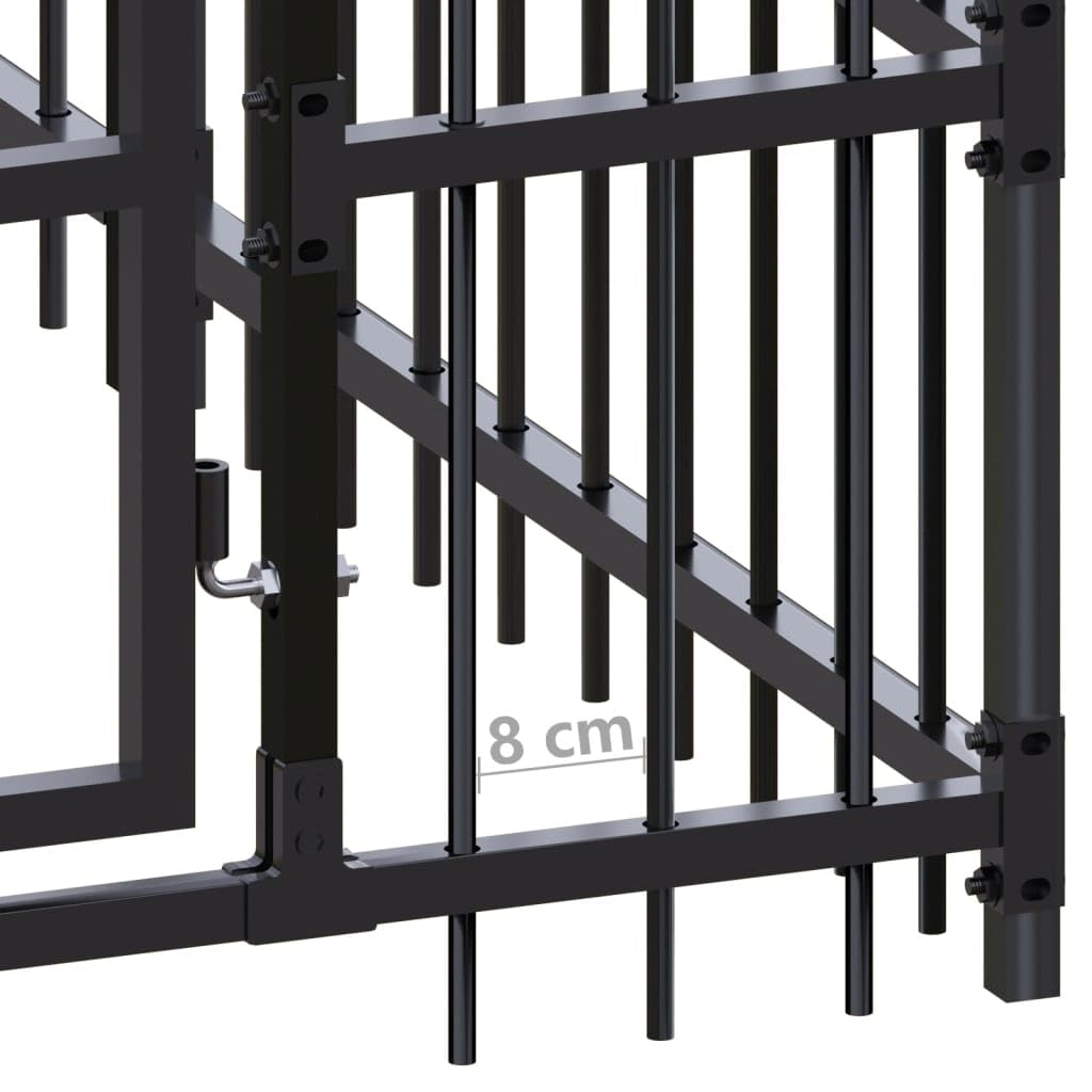 Dog Kennel Enclosure Houses Outside, Black Powder-Coated Steel Cage, Dogs, Outdoor Pet Run, House, Kennels