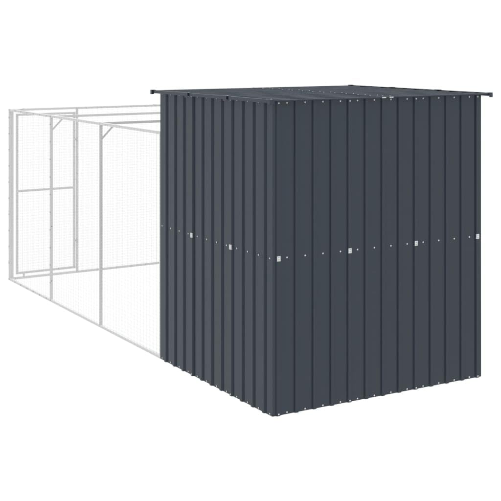 Outdoor Dog House with Extended Run 65"x179.1"x71.3" Steel