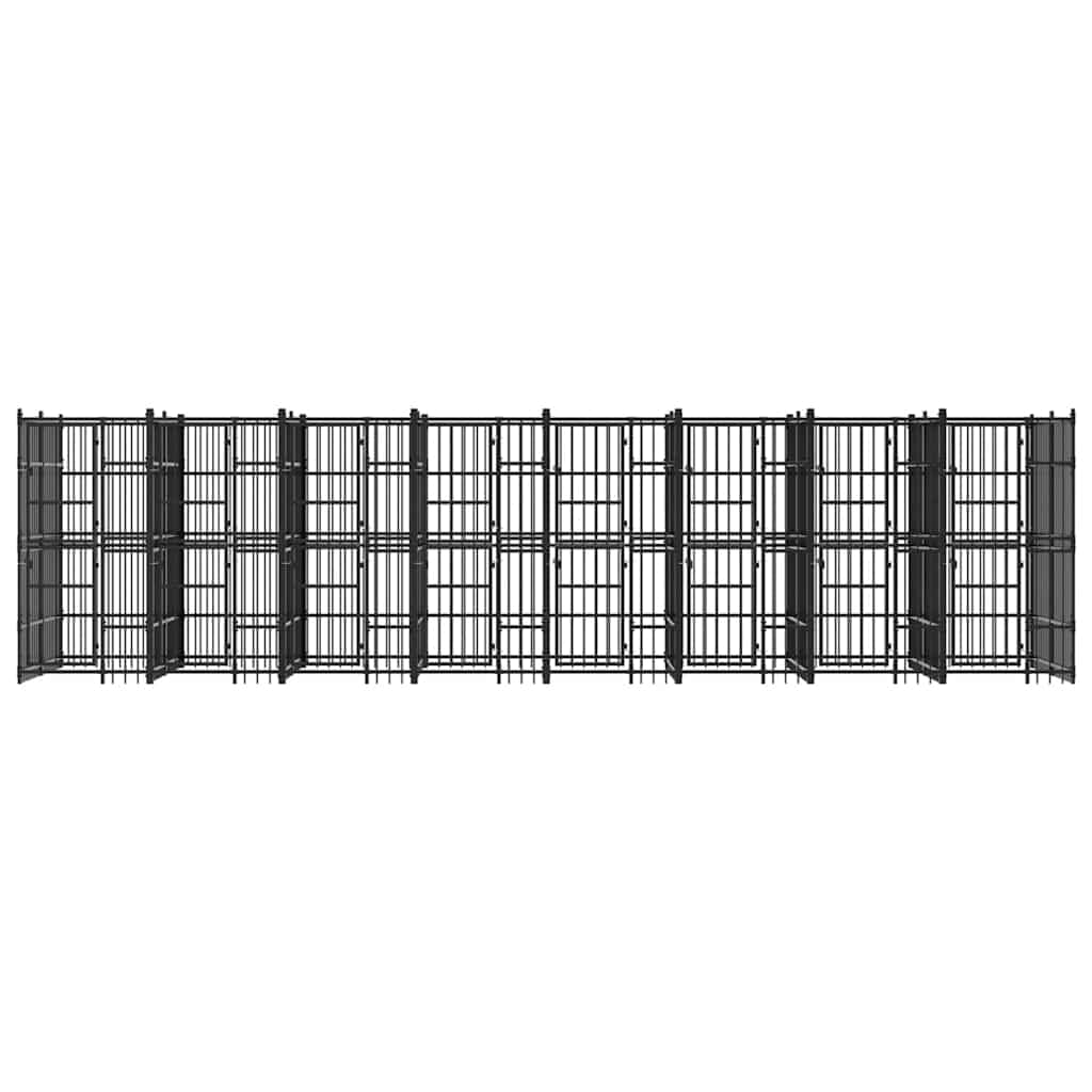 Large Outdoor Dog Kennel, Heavy Duty Powder-Coated Steel Pet Exercise Playpen for Large Breeds, Secure Lockable Walk-in Dog Run for Garden and Backyard