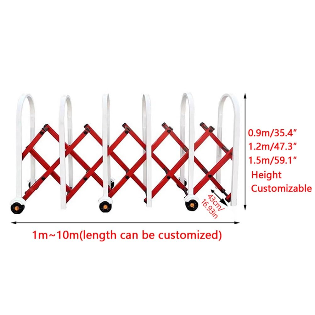 Expandable Mobile Barrier - Retractable Stainless Steel Safety Gate with Wheels - Vehicle Entry Iation Door (Silver 1.5x7m) - Ideal for Secure Access Control