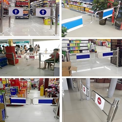 One-Way Traffic Door，Automatic Rebound Swing GateAutomatic Metal Safety Barrier - 60x100 cm Spring-Loaded Swing Gate for Supermarkets & Warehouses, Ideal for Pedestrian Access, Security, Cro
