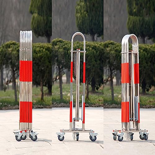 Expandable Retractable Traffic Barrier Gate, 3.6FT/4.9FT Height, Stainless Steel Safety Fence for Schools, Malls, Gas Stations - Silver, 1.5x5m