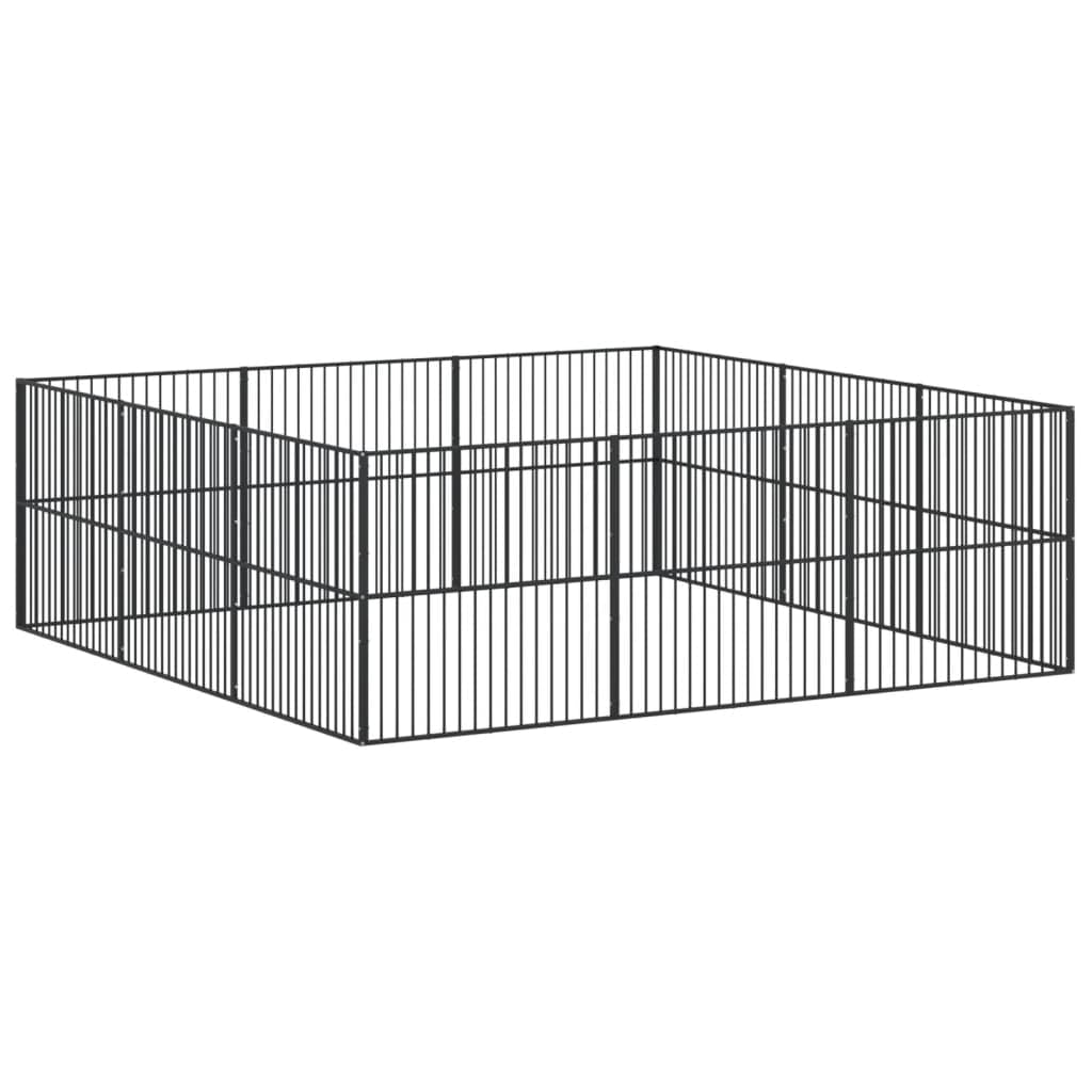 Heavy-Duty 12-Panel Dog Playpen, Galvanized Steel, Black - Outdoor Pet Exercise Enclosure, Portable & Durable for Large Dogs, Secure Yard Space