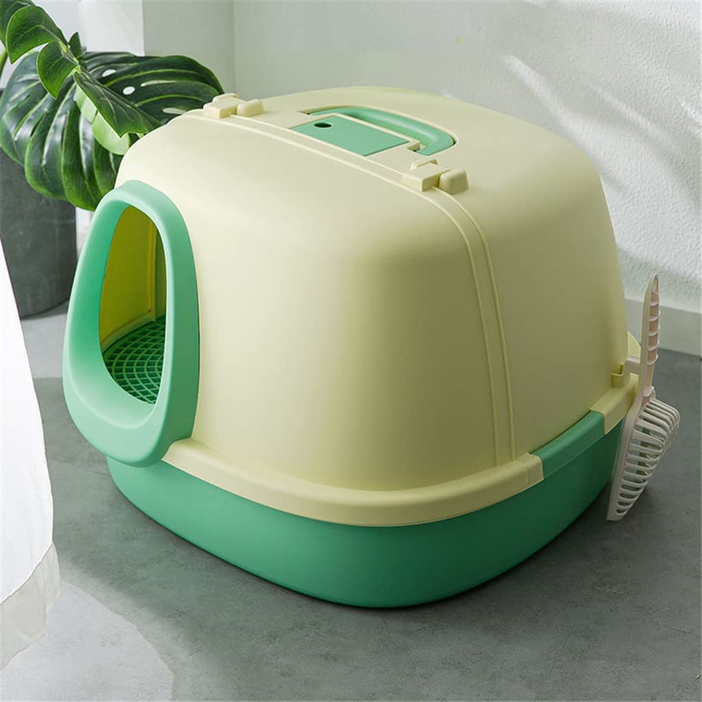 Large Space Fully Enclosed Cats Litter Box with Cushion Cats Toilet Splash Proof Toilet Training Pet Potty (Color : B) (A)