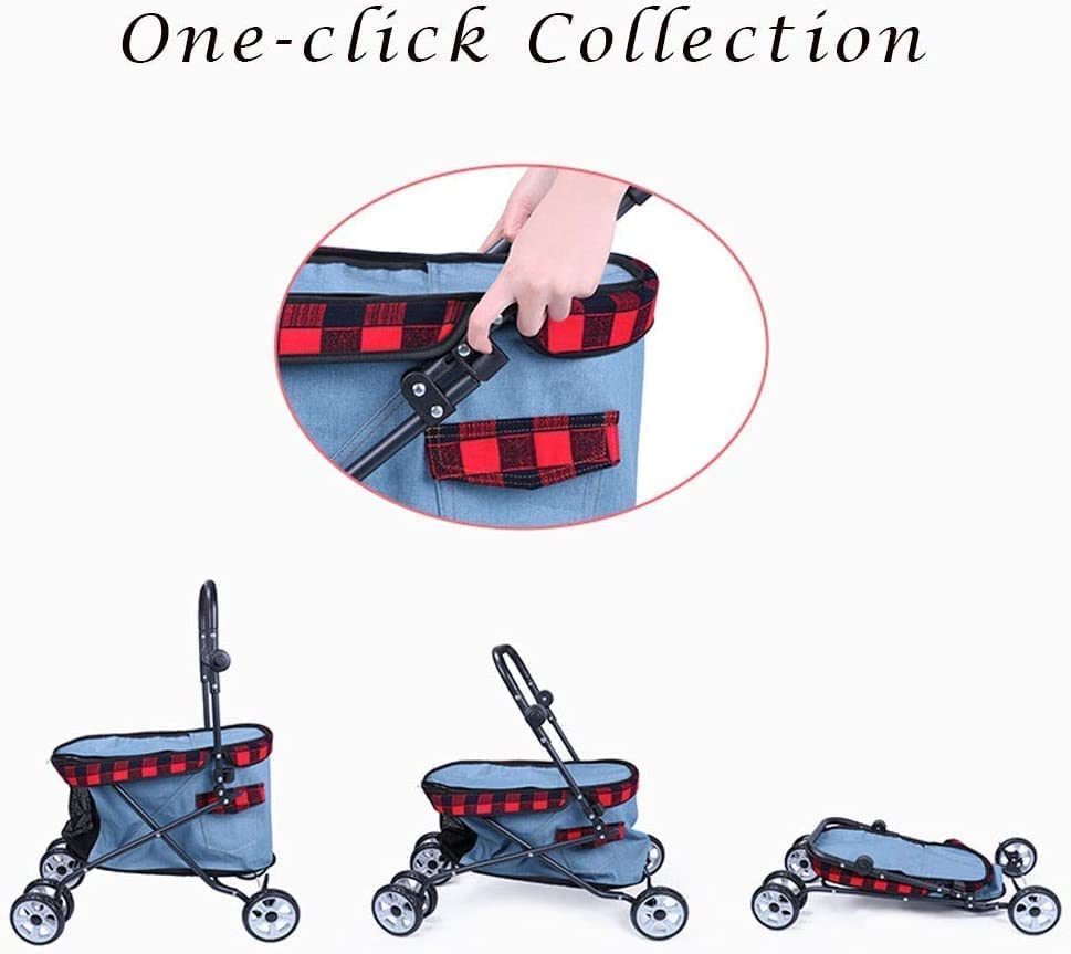 Lightweight Dog Strollers for Small Dogs Prime Dog Stroller Buggy 360° Smooth Front Wheel (Black Blue) (Black Blue)