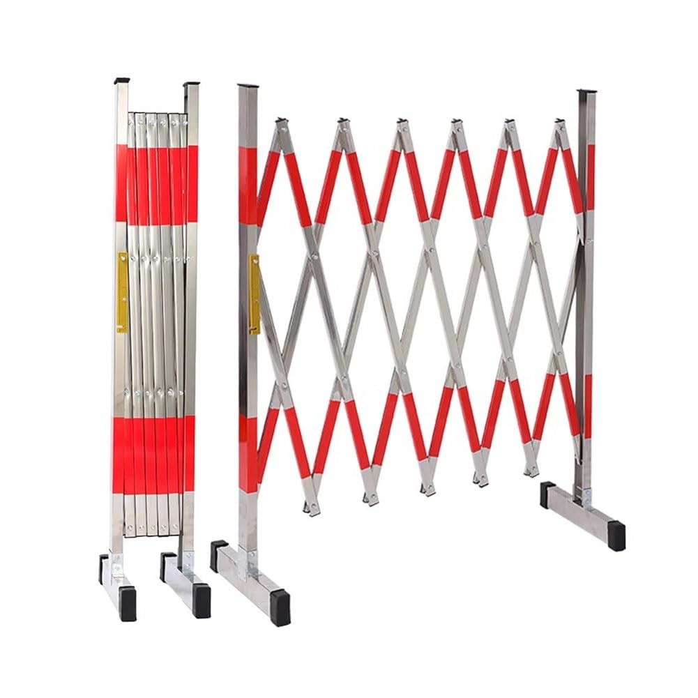 Expandable Mobile Folding Security Gate – Durable Stainless Steel Barrier with Wheels for Traffic Control and Driveway Protection – Retractable Safety Barrier f