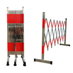 Expandable Stainless Steel Barricade Gate – Mobile Traffic Control Barrier, Accordion Fence for Crowd Safety, Temporary Roadblock for Schools, Hospitals, Public Spaces,Red Silver-1.2x8m