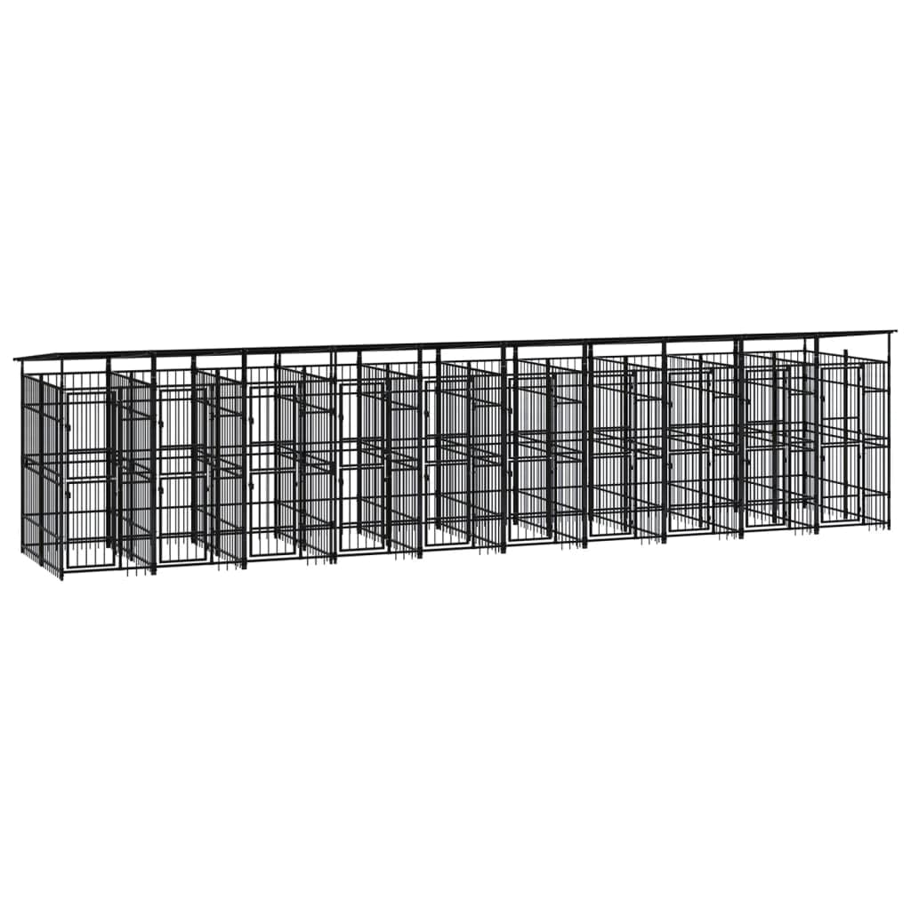 Dog Kennel Enclosure Houses Outside, Black Powder-Coated Steel Cage, Dogs, Outdoor Pet Run, House, Kennels