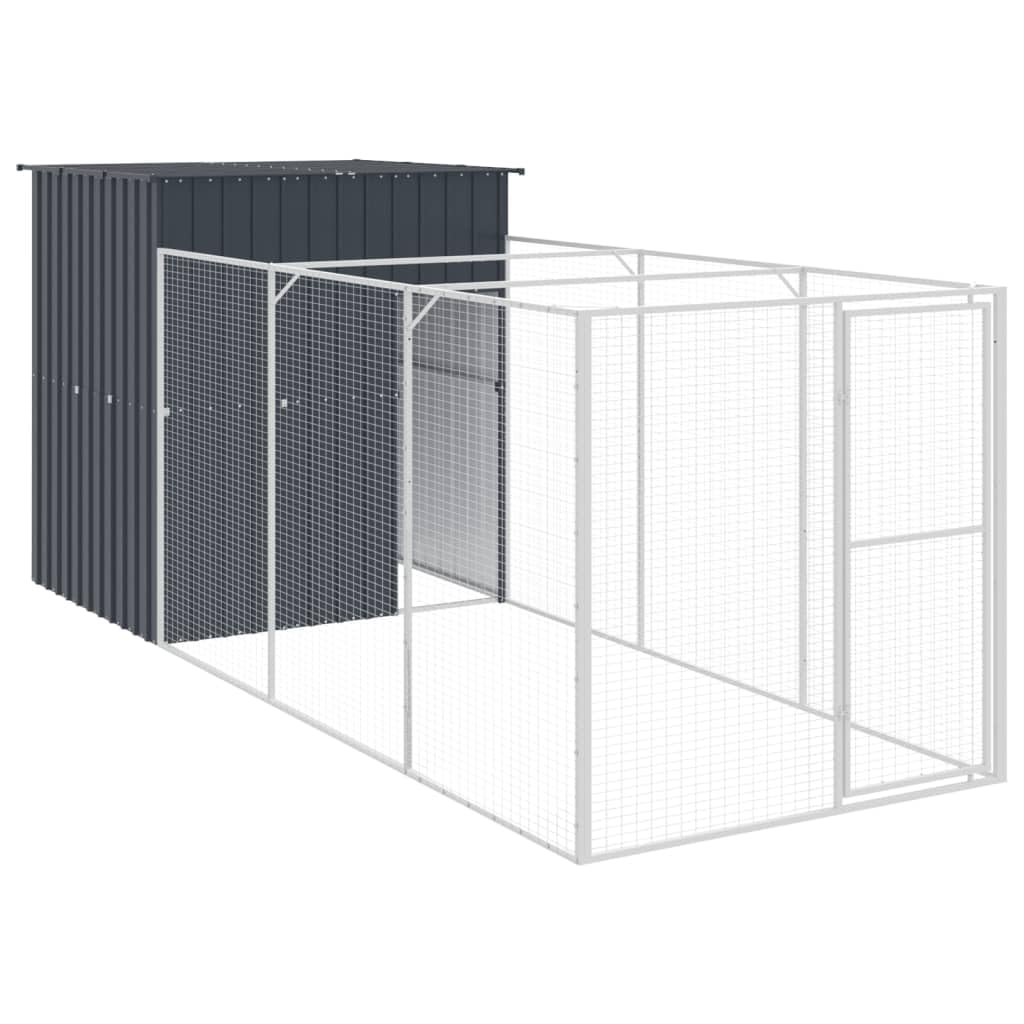 Outdoor Dog House with Extended Run 65"x179.1"x71.3" Steel