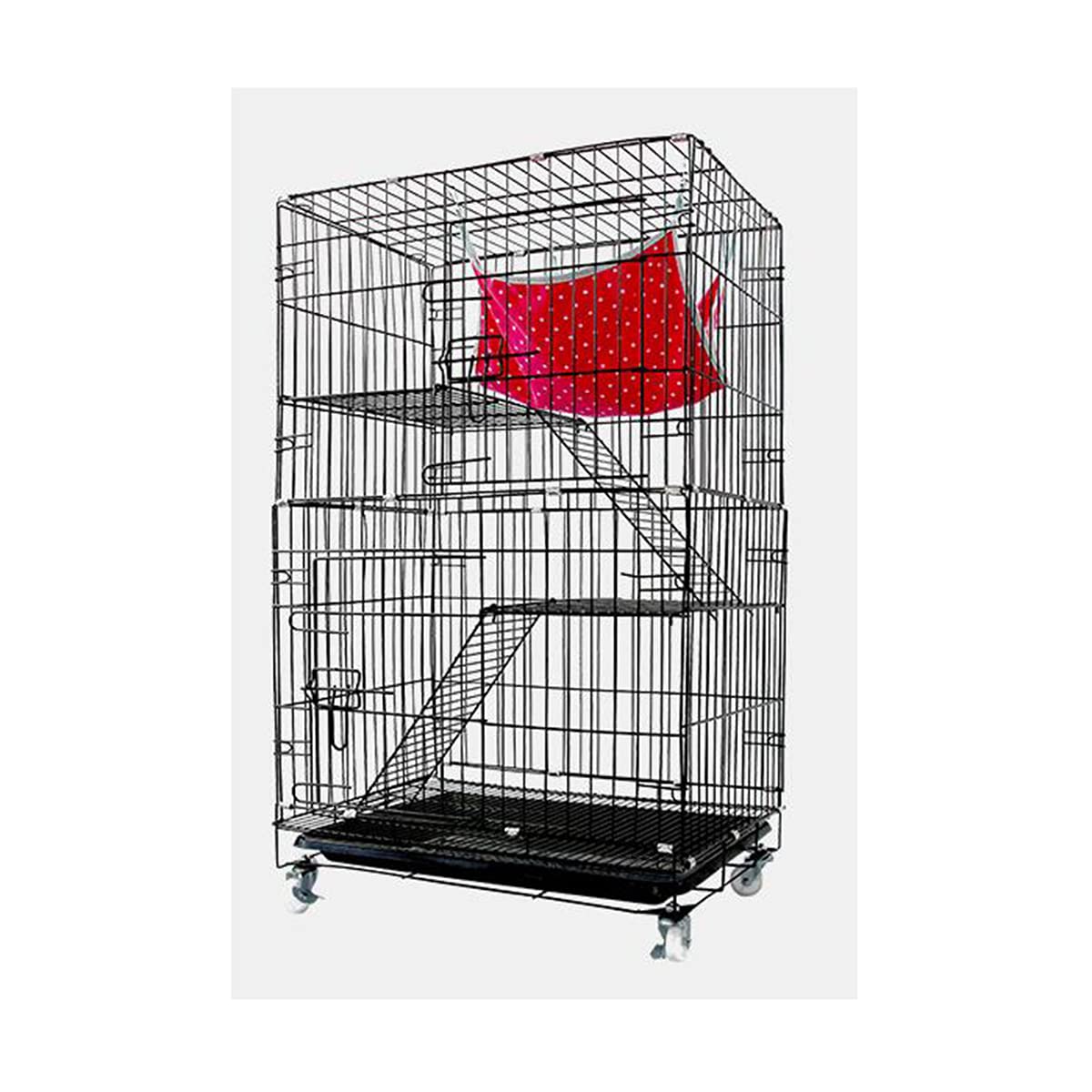 Pet cage, cat cage Double-Storey Villa Folding Bold encryption cat cage pet with Toilet cat Villa(90 * 60 * 135cm)