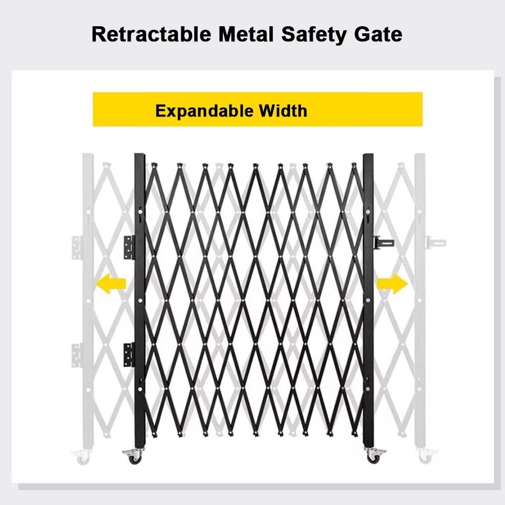 Etlegor Folding Security Gate, Steel Accordion Safety Gates with Lock, 360° Rolling Barricade Gate, for Courtyards Basement Garage(350x200cm)