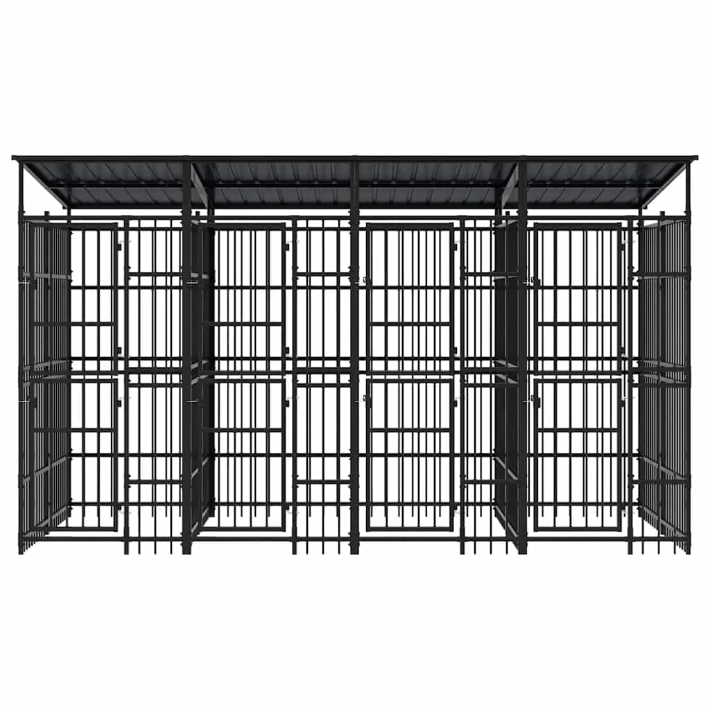 Large Outdoor Dog Kennel, Heavy Duty Powder-Coated Steel Pet Playpen for Backyard, Durable Enclosure for Dogs, Cats and Small Animals, 153.9 x 78.7 x 89.8 Inches
