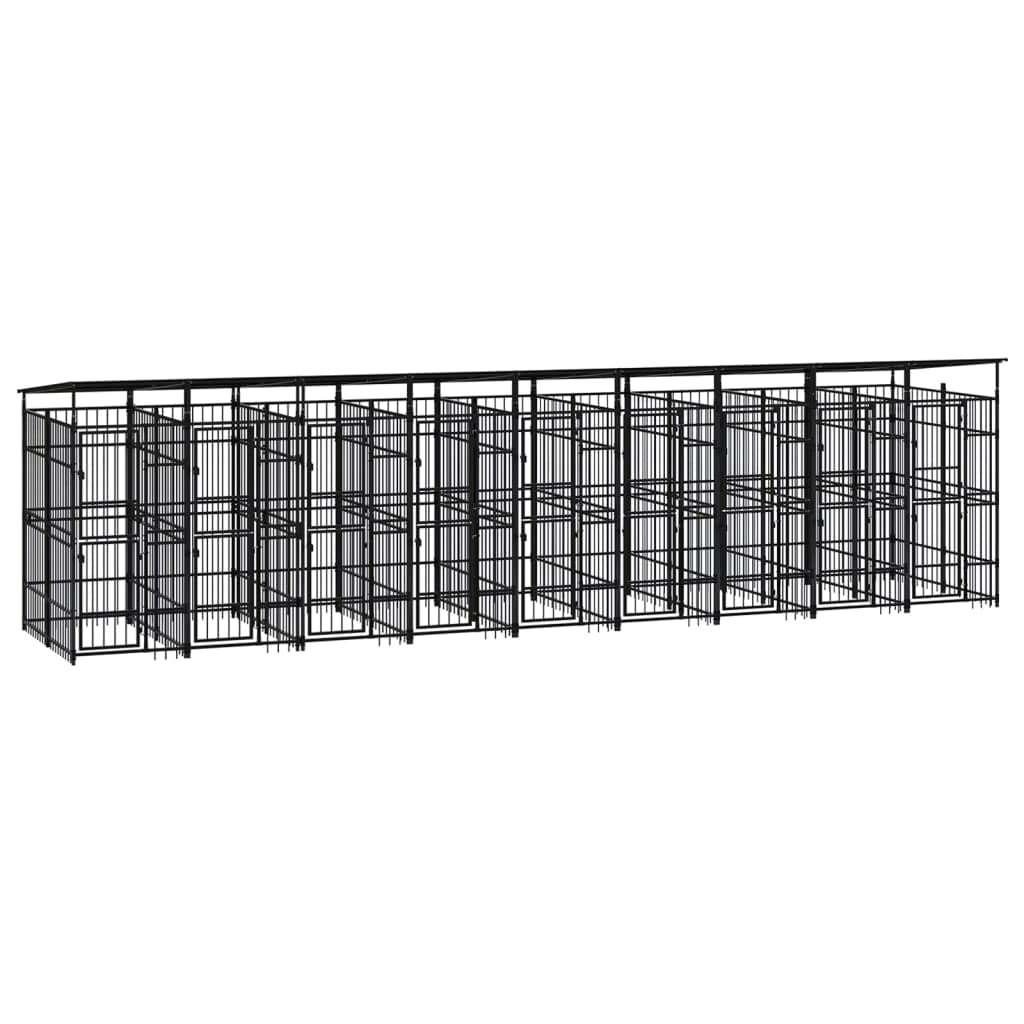 Dog Kennel Enclosure Houses Outside, Black Powder-Coated Steel Cage, Dogs, Outdoor Pet Run, House, Kennels