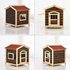 Wooden House Outdoor Cartoon Pet Cage Indoor Pet Supplies Small and Medium-Sized Storage Box Gift Pet House(65x55x65cm)