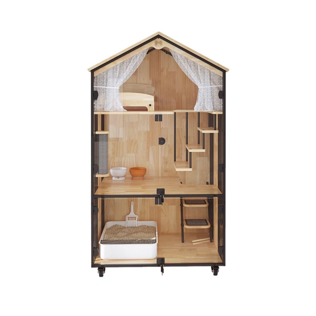 Luxury Cat Villa Nest Household Wood Luxury Large Indoor House Cage Cabinet Does Not Occupy A Toilet Integrated Cat Enclosure