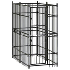 vidaXL Outdoor Dog Kennel with Roof, Large Steel Pet Enclosure for Multiple Dogs, Weatherproof and Secure Shelter