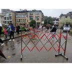 Expandable Stainless Steel Barricade Gate – Mobile Traffic Control Barrier, Accordion Fence for Crowd Safety, Temporary Roadblock for Schools, Hospitals, Public Spaces,Red Silver-1.2x8m
