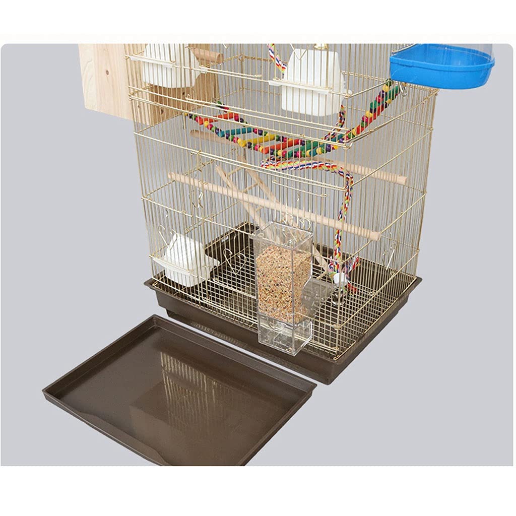 Electroplating Gold Large Bird Cage Villa Parrot Cage Large Bird Toy with Feeder for Parakeet Canary Love Bird Bird Cage,