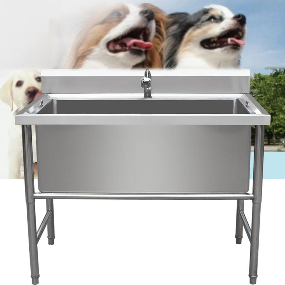 Pet Wash Bath Station,Dog Grooming Tub,Professional Stainless Steel Dog Bathing Station,Wash Shower Sink,Dog Grooming Bathtub Station for Large Dogs,Dog Washing,100cm/40in