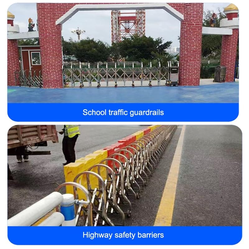 Expandable Security Barricade, Portable Traffic Gate for Driveways, 35.5 Inch High Mobile Folding Fence for Outdoor Road Construction, Silver 8x0.9m
