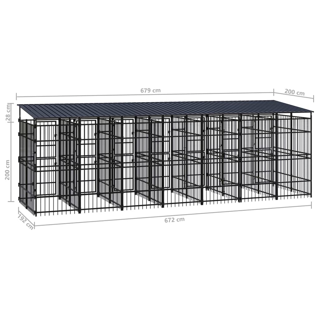 Large Dog Kennel Chicken coopruffland Dog kennelOutdoor Dog Kennel with Roof Steel 138.9 ft虏Suitable for Gardens and courtyards