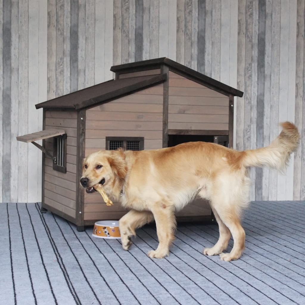 Dog Houses Outdoor Solid Wood Pet House Dog House, Luxury Cabin Rain and Sun Protection, for Large and Medium Pets, Easy to Install (Size : 101.5x110x116)