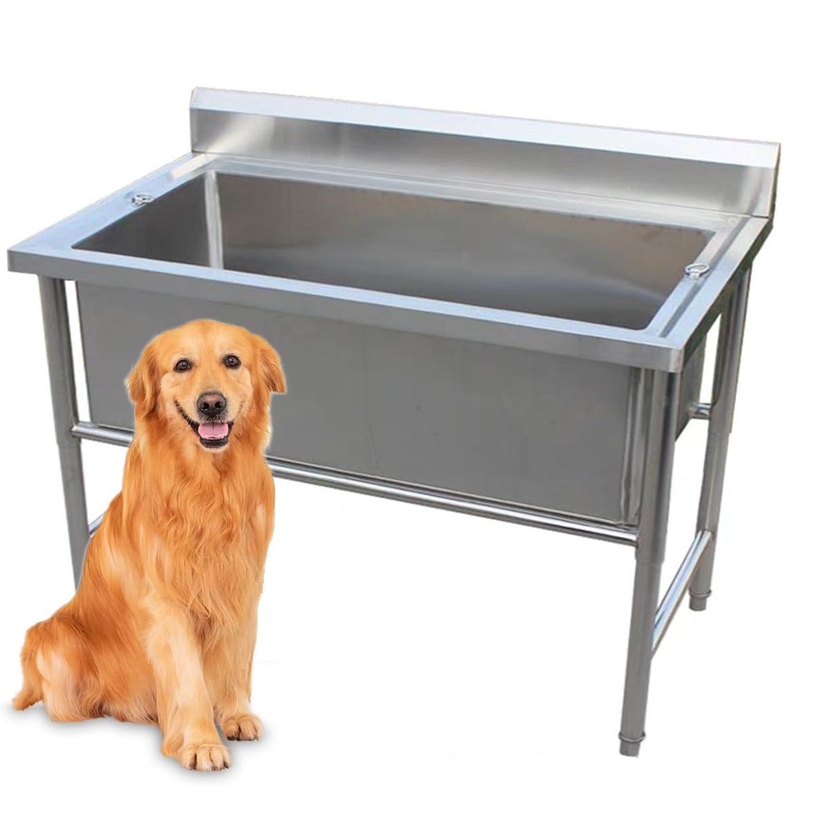 Pet Dog Bathing Station,Dog Grooming Tub,Professional Stainless Steel Dog Washing Station,Dog Bathtub,Washing Sink for Home,Dog Cat Washing Station for Large,Me,Depth 50cm/19.7in-120cm/47.2in
