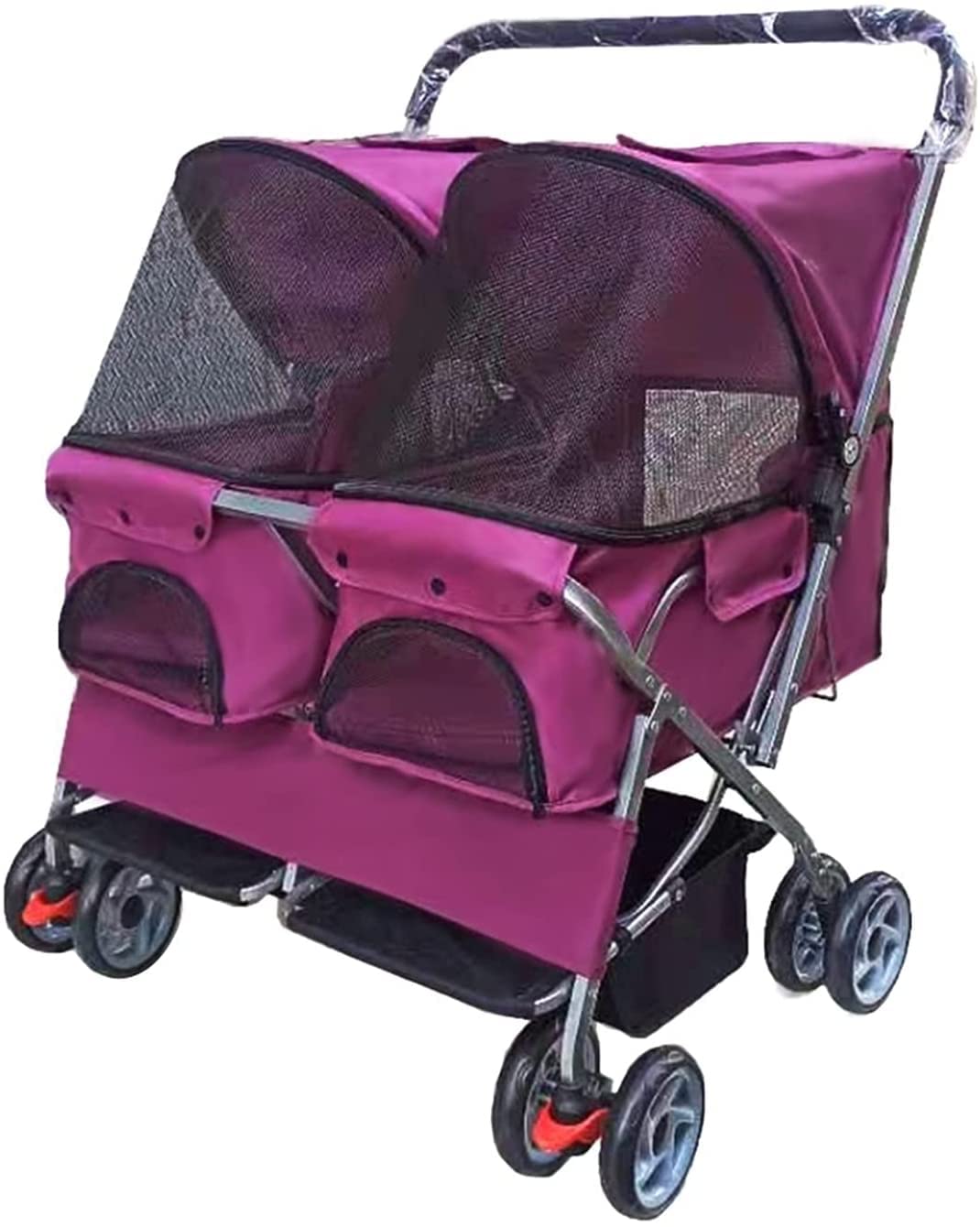 Pet Strollers for Medium Small Dogs Premium Pet Stroller Double Sleeping Nest Seater s (Rose Red) (Rose Red)