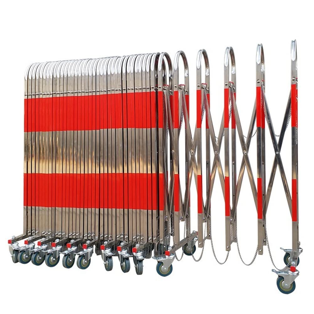 Stainless Steel Retractable Fence - Mobile Safety Barrier Gate with Wheels - Industrial Expandable Metal Barricade - for Garages Schools Malls 1 Group,Multicolor-1.5x9m