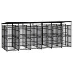 Dog Kennel Enclosure Houses Outside, Black Powder-Coated Steel Cage, Dogs, Outdoor Pet Run, House, Kennels