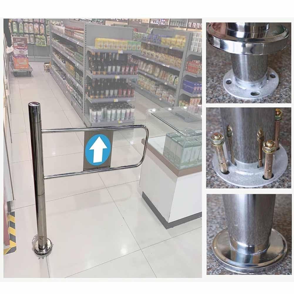 Stainless Steel Automatic Swing Gate - 97cm / 38" Self-Closing Barrier Door - 1-Way Supermarket Entrance Door for Libraries, Stores, Hallways, and Malls(130 cm)