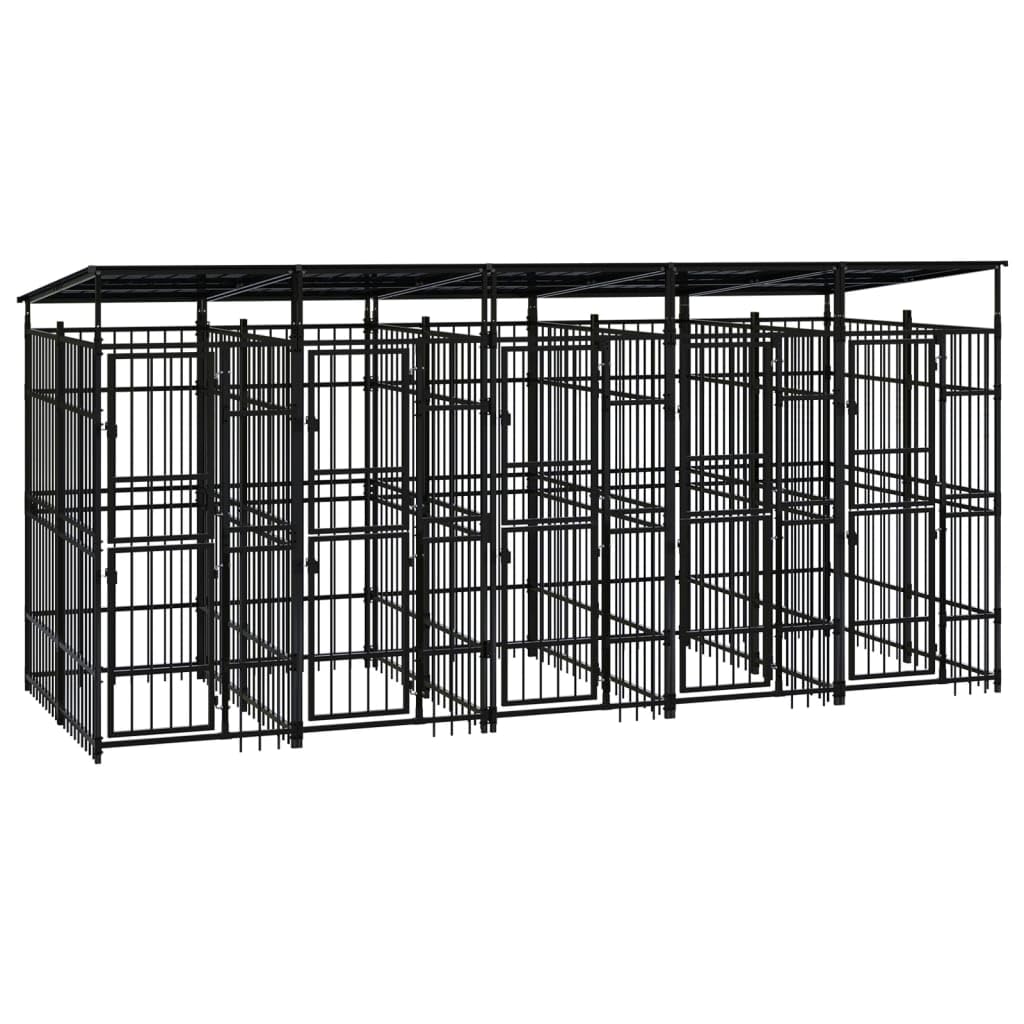 Dog Kennel Enclosure Houses Outside, Black Powder-Coated Steel Cage, Dogs, Outdoor Pet Run, House, Kennels