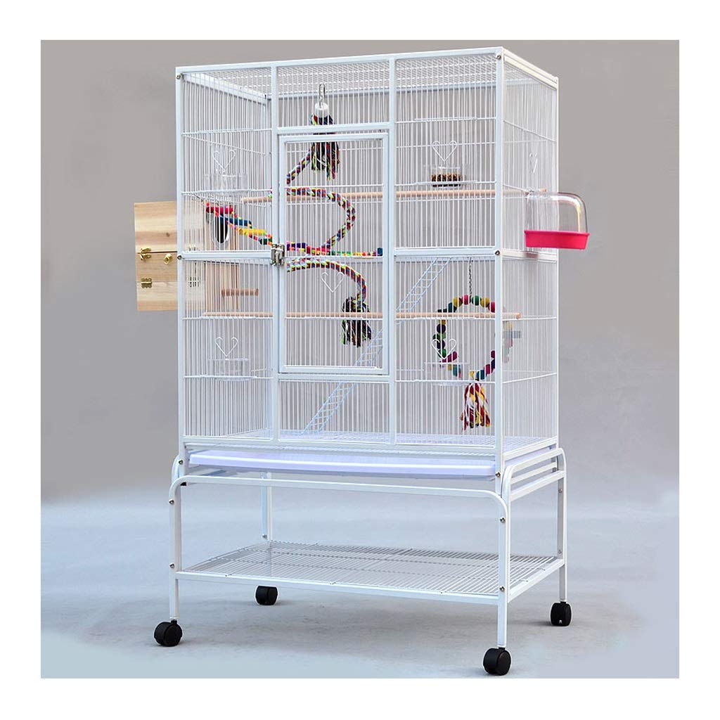 Bird Cage Large Metal Parrot Bird Cage with Wheel, Cockatiel Parakeet Canary Lovebird Budgie Parrot Cage Pet Bird Cage with Ladder Hanging Toys Birdcages Decor,