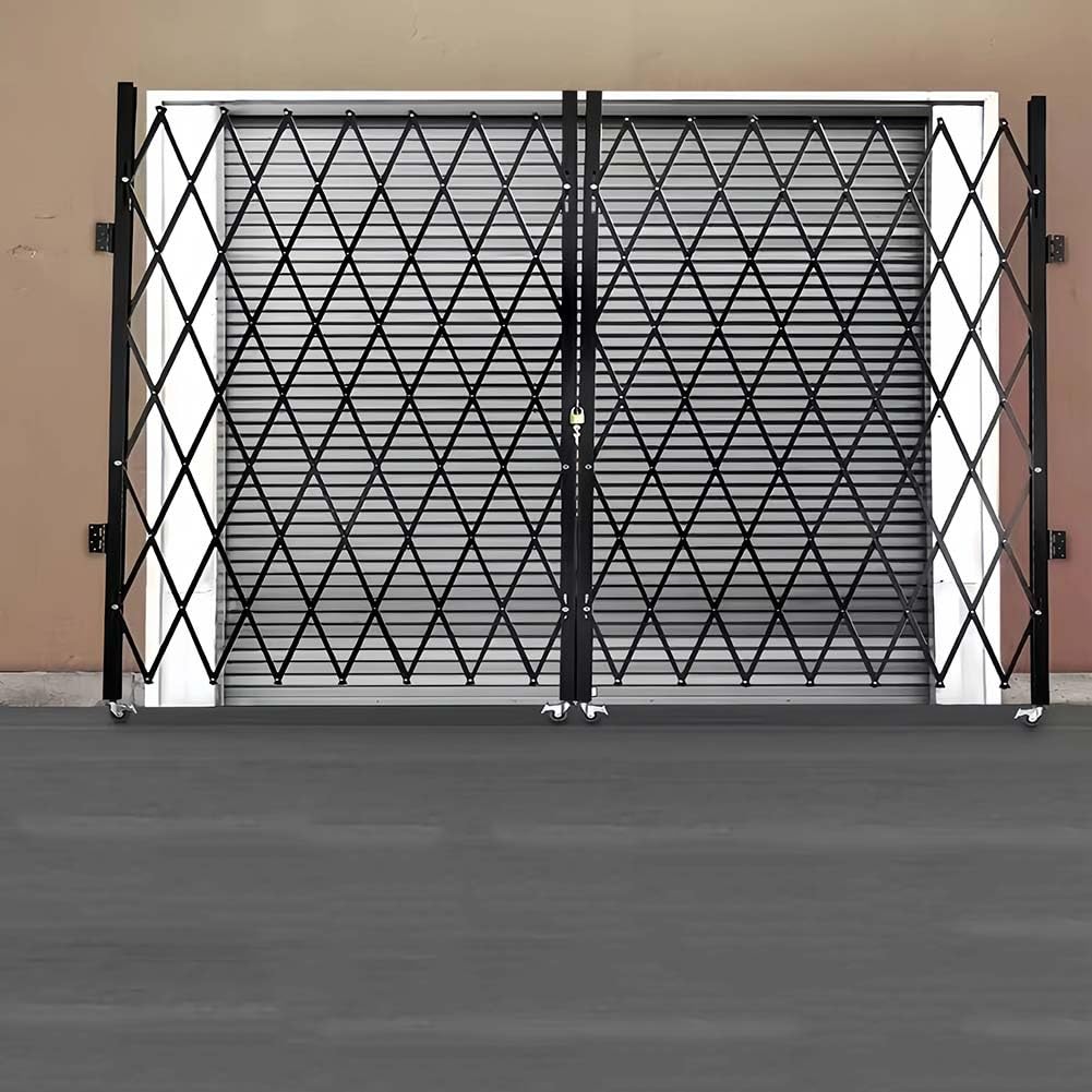 Etlegor Folding Security Gate, Steel Accordion Safety Gates with Lock, 360° Rolling Barricade Gate, for Courtyards Basement Garage(350x200cm)