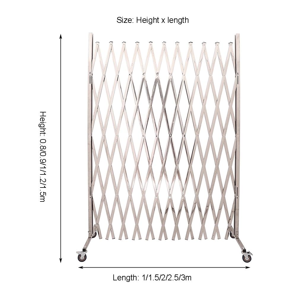 Adjustable Stainless Steel Expandable Gate with Wheels, Retractable Traffic Barrier for Driveway, Flexible Crowd Control Solution, Safe and Durable Barrier System